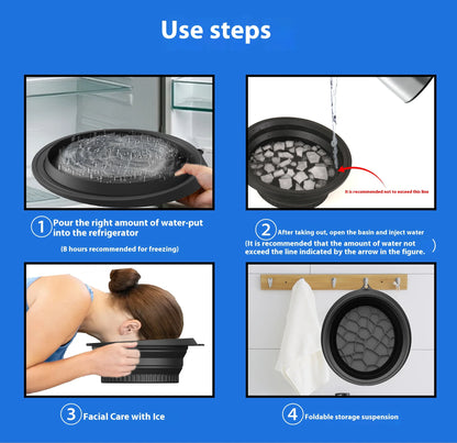 Foldable Silicone Face Ice Bath Tray Cold Therapy for Facial Puffiness Portable Cryo Skin Tool Travel Beauty Bowl Facial Tool