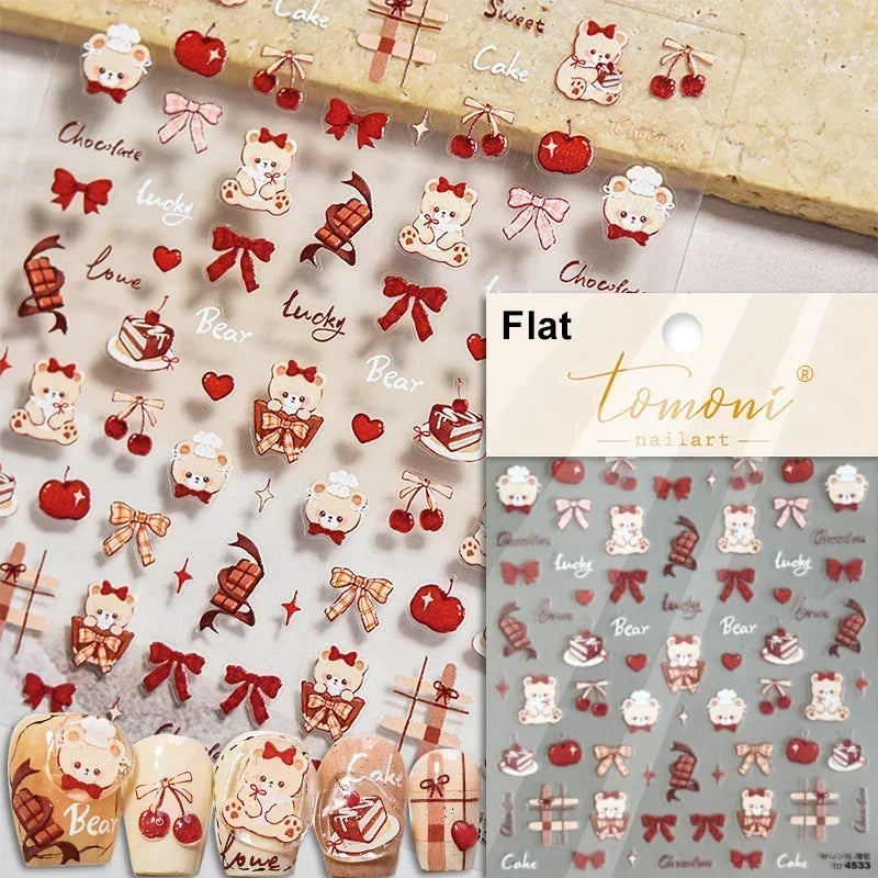 Colorful Cat's Eye 5D gradient European love heart gem nail art stickers with geometric wing crystals for manicure decoration.