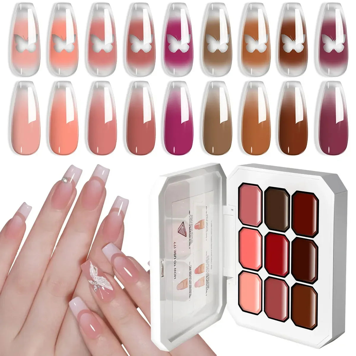 Blushimmer LimeGirl 7-in-1 nail gradient gel kit with long-lasting hybrid nail polish and high-texture color for salon art.