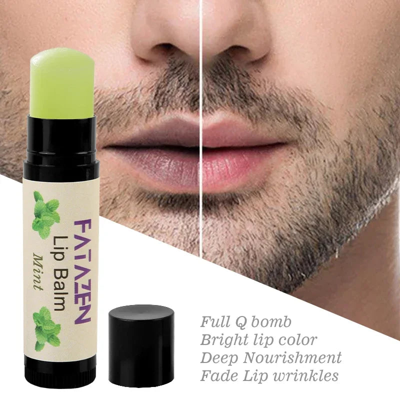 Organic Mint Honey Lip Balm by Blushimmer featuring eco-friendly packaging, shea butter, and a smooth mint flavor for men.