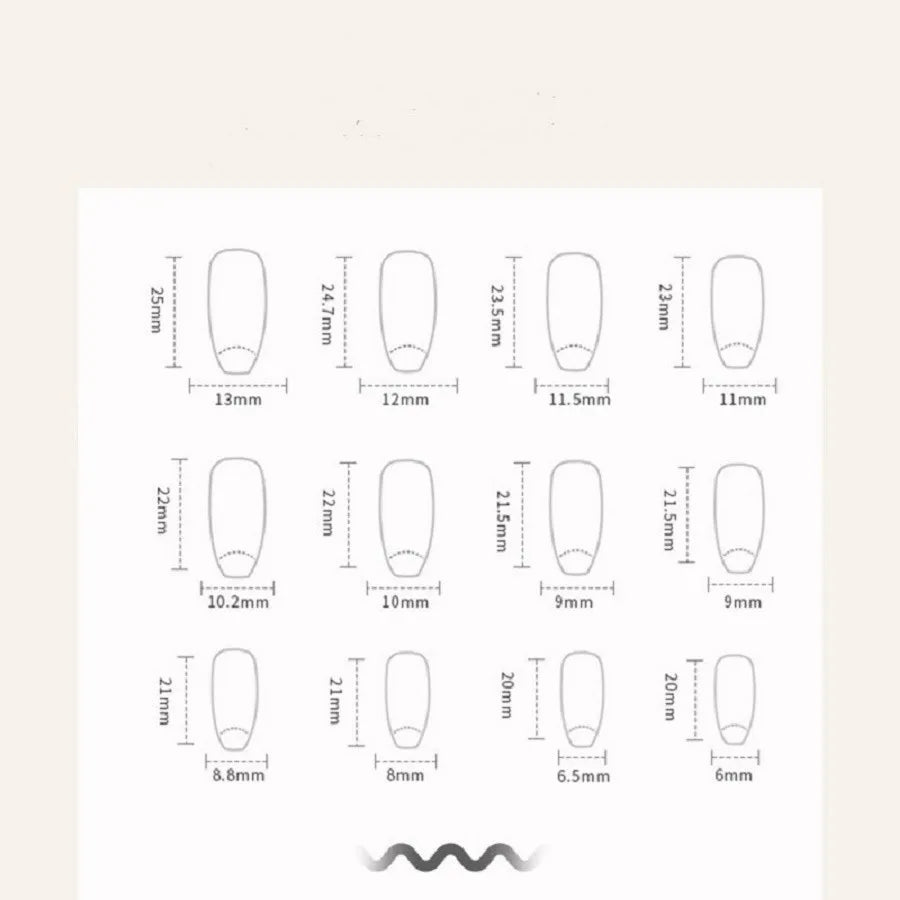 Dark wind gradient long white bow nail patches by Blushimmer, set of 24 fake nail tips in a box, perfect for stylish manicures.
