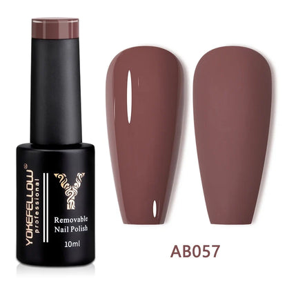 Blushimmer YOKEFELLOW 10ml translucent pink gel nail polish with a glossy finish, ideal for long-lasting, soak-off UV gel manicures