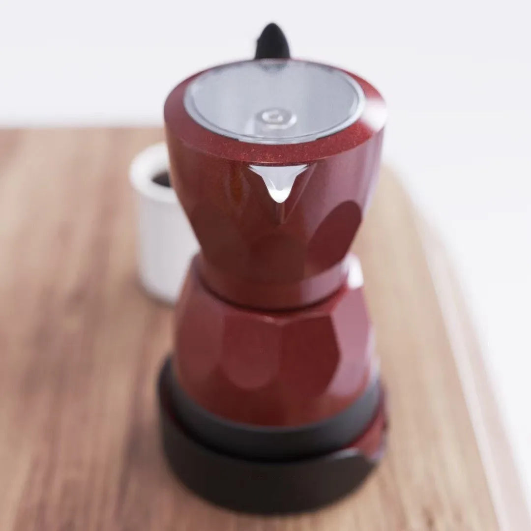 110V/220V Electric Coffee Maker Portable 150ml 3 Cups Aluminum Mocha Pot Electric Italian Coffee Maker Percolator for Home Red