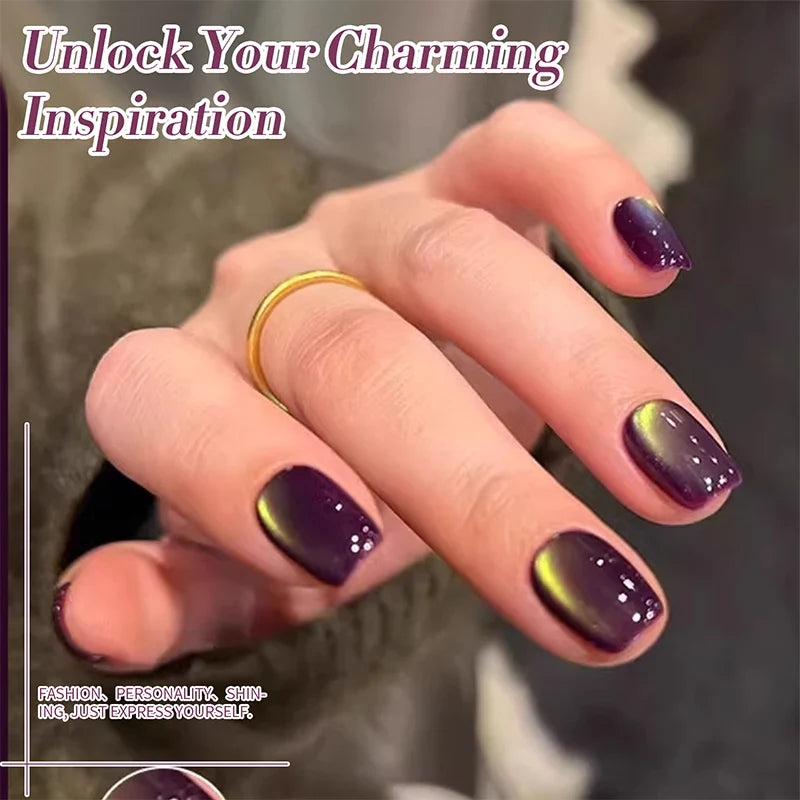 BORN PRETTY 10ml Fruit Purple Grape Cat Magnetic Gel Nail Polish with glass beads and whitening effects, suitable for nail art.