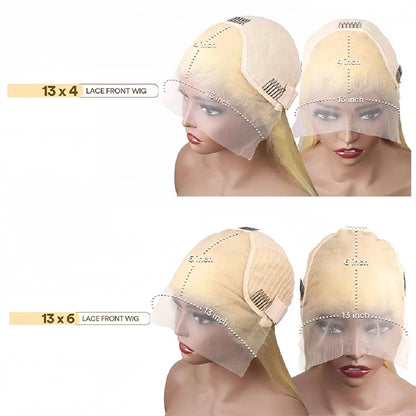 Blonde 40-inch human hair lace frontal wig with transparent 13x6 lace, pre-plucked, straight style by Selvanelle