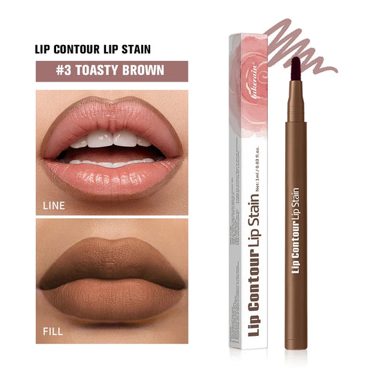 Waterproof 2 In 1 Lip Stain And Liner Pen Long Lasting Smudge Proof Kiss Proof Transfer Resistant 8 Colors Makeup Lip Pencil