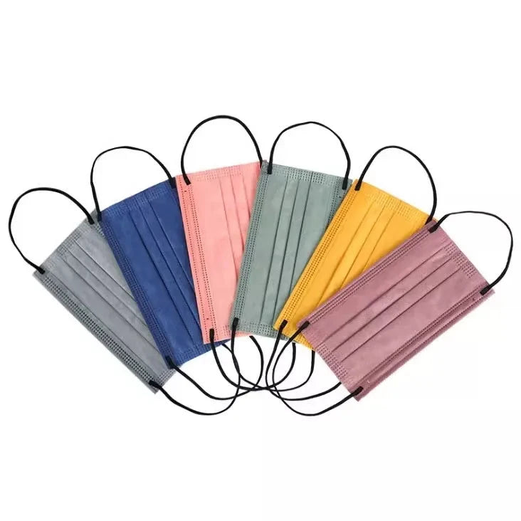 Set of 200 thickened tea green 4-layer disposable face masks with elastic loops and adjustable nose clips for travel and outdoor use.