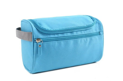 Waterproof Blushimmer portable makeup bag with compartments, unisex cosmetic organizer and hanging toiletry pouch for women and men.