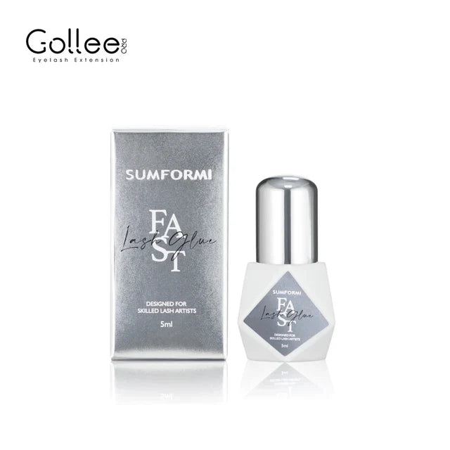 Gollee 1s dry eyelash adhesive by Blushimmer with floral fragrance, waterproof lash extension glue, bonder, and lash accelerator.