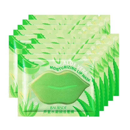 Set of 5 or 10 collagen nourishing lip masks by Blushimmer with fruit essence for moisturizing, firming, and anti-wrinkle lip care.