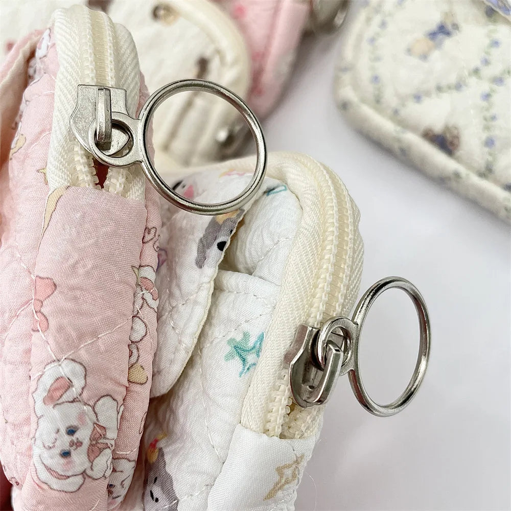 Blushimmer cute cartoon small travel makeup bag with lipstick, earphone, card compartments, portable storage purse for women.