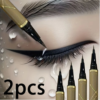 Black waterproof liquid eyeliner pen with a fine tip from Blushimmer, designed for long-lasting and precise eye makeup.