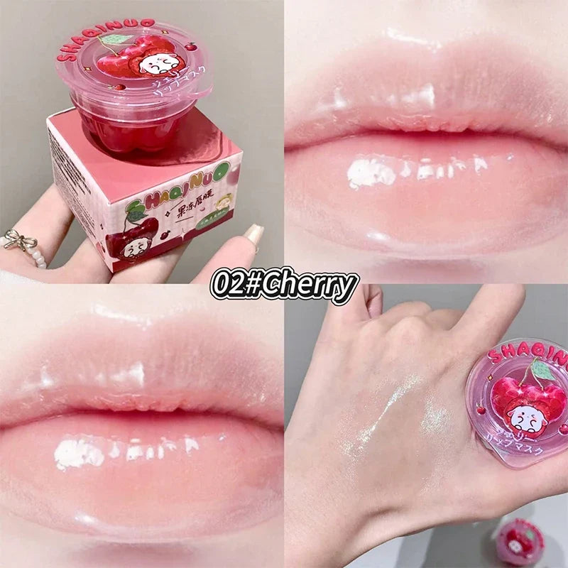 Blushimmer Shaqinuo Jelly Lip Mask in red, moisturizing and hydrating for soft lips, ideal for winter dryness and lip line reduction.
