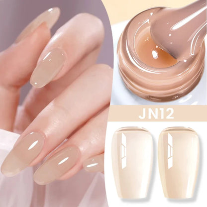 Blushimmer Born Pretty Jelly Nude Gel Nail Polish in light pink peach, translucent UV cure gel for DIY nail art, 10ml bottle