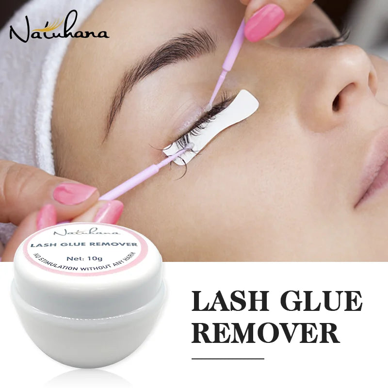 Blushimmer NATUHANA eyelash extension glue remover gel in a small jar, plant-based, non-irritating formula for lash adhesive removal