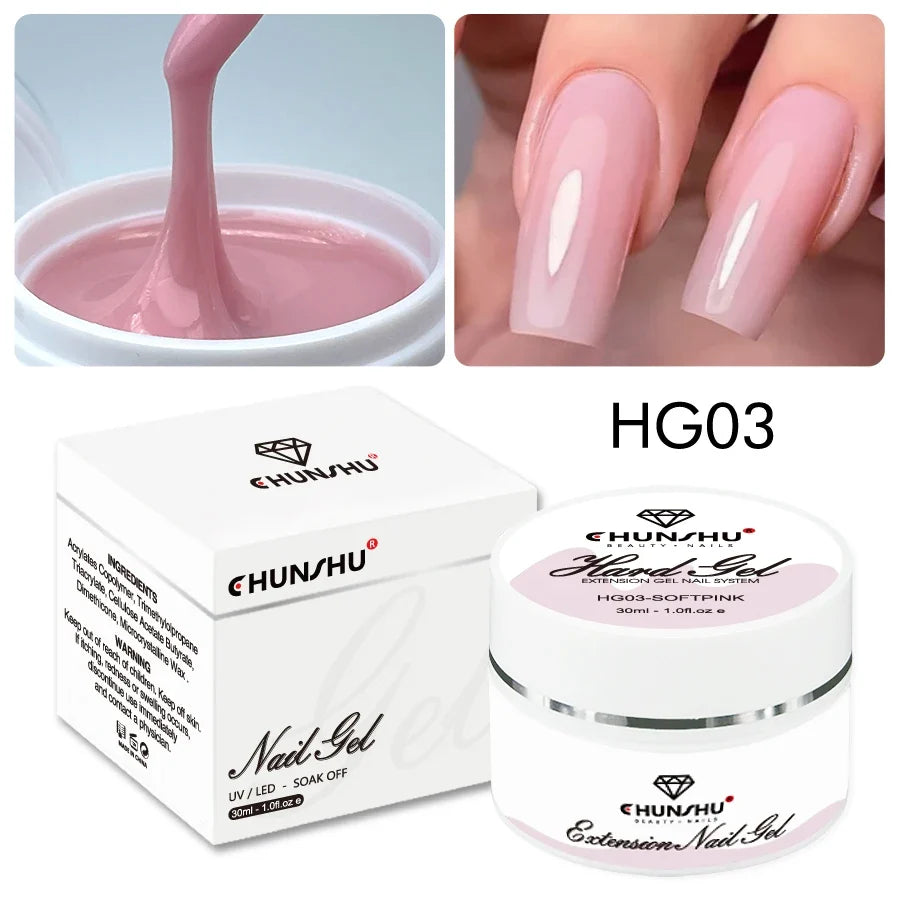 Blushimmer 30ML milky white hard gel for nail extensions, self-leveling builder and reinforcement gel for camouflage manicures.
