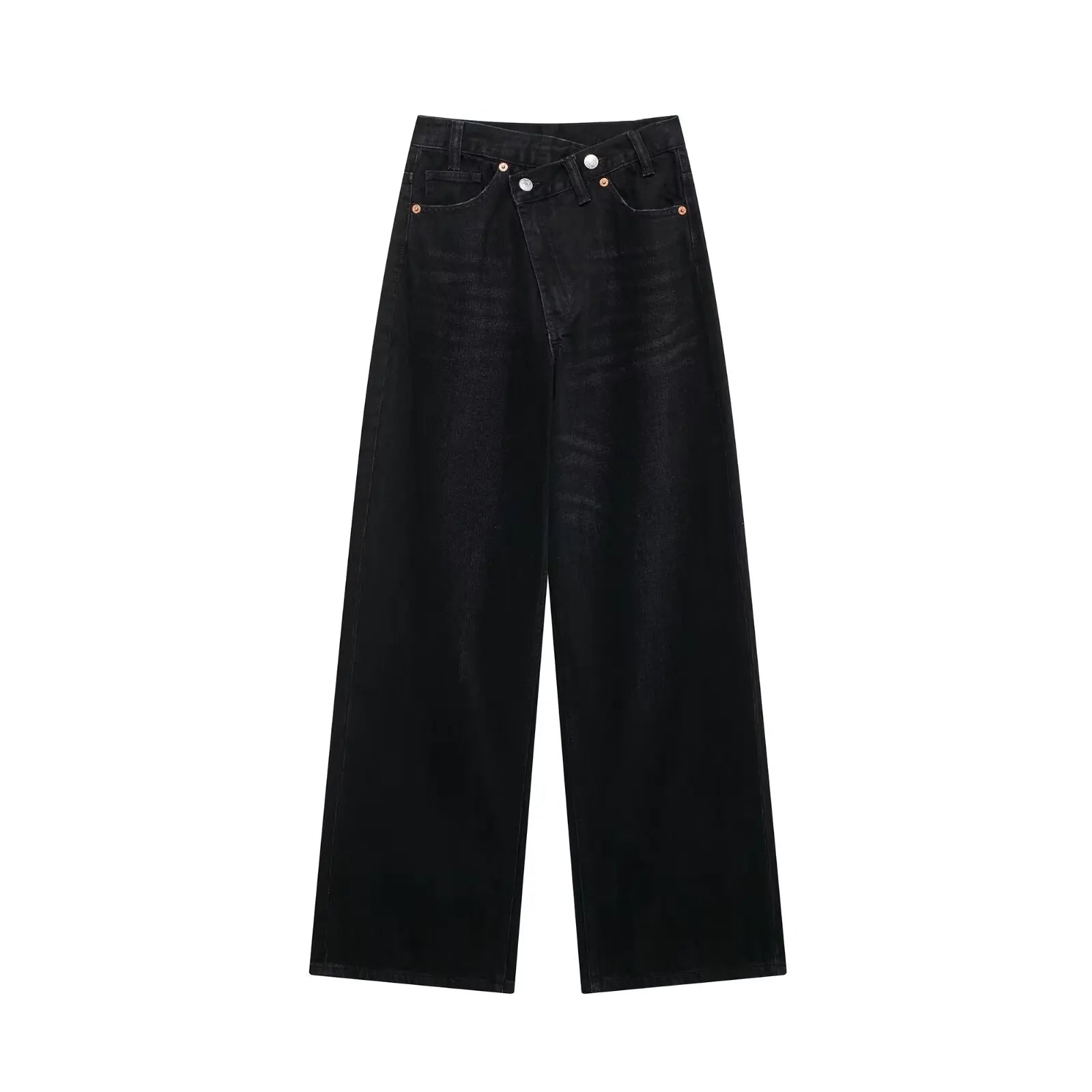 ETJ 2025 new women's basic classic all-match fashion cross waist high waist  wide leg jeans female 8197232