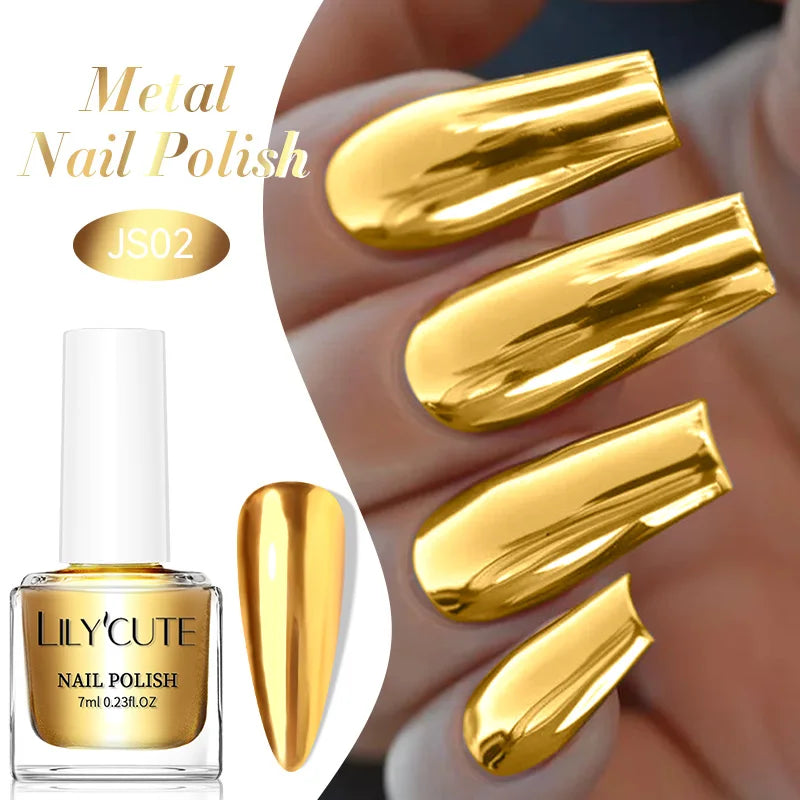 Blushimmer LilYCUTE 7ml mirror metallic nail polish in red and purple with a shiny, reflective finish for nail art.