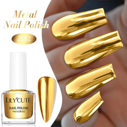 Blushimmer LilYCUTE 7ml mirror metallic nail polish in red and purple with a shiny, reflective finish for nail art.