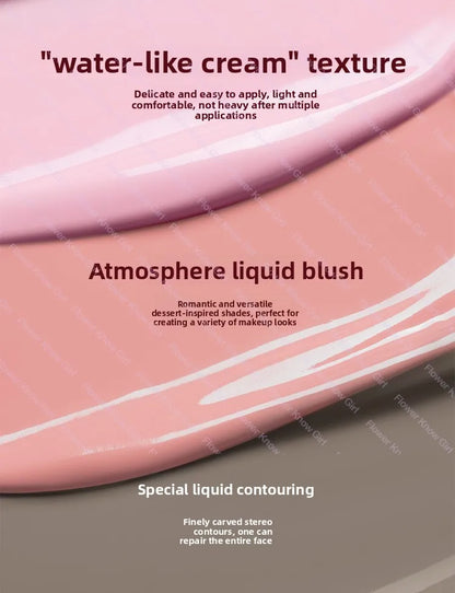 Blushimmer Flower Knows Strawberry Cupid Collection liquid blush in 7g with silky cream texture, lightweight skin-like finish, close-up shot.