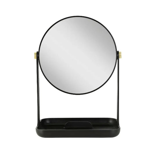 Blushimmer 5X and 1X magnification makeup mirror with accessory tray and phone holder, 360-degree rotation, dual-sided vanity mirror