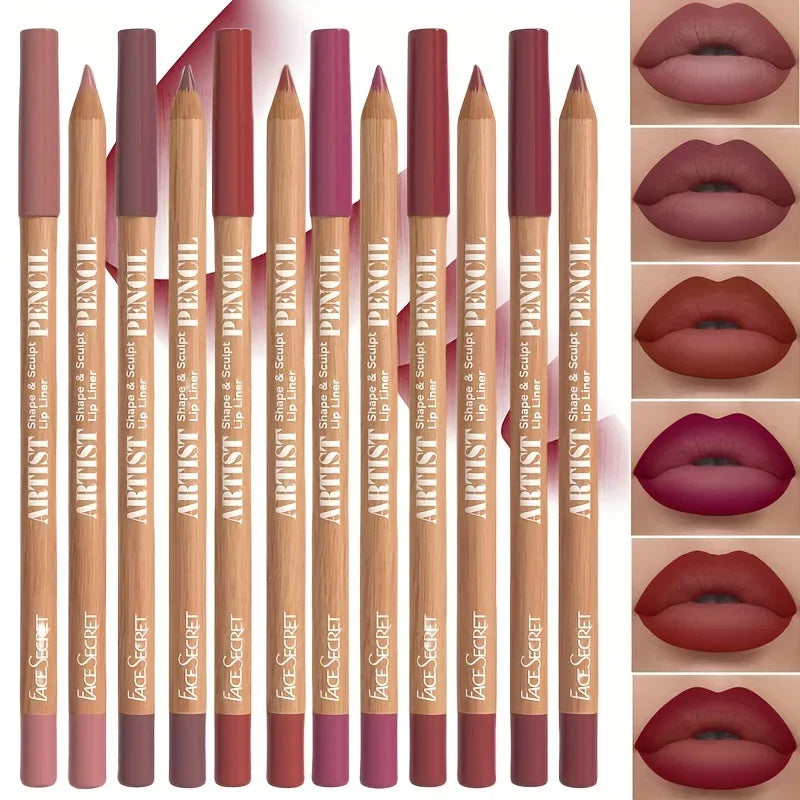 Blushimmer 6pcs velvet matte lip liner set with berry, brown, and pink shades for long-lasting lip makeup.