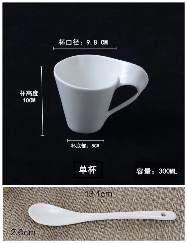 Creative Wavy Ceramic Espresso Cup Home Breakfast Dessert Milk Mug White Porcelain Coffee Cup Couple Mug Gift Home Decor Modern