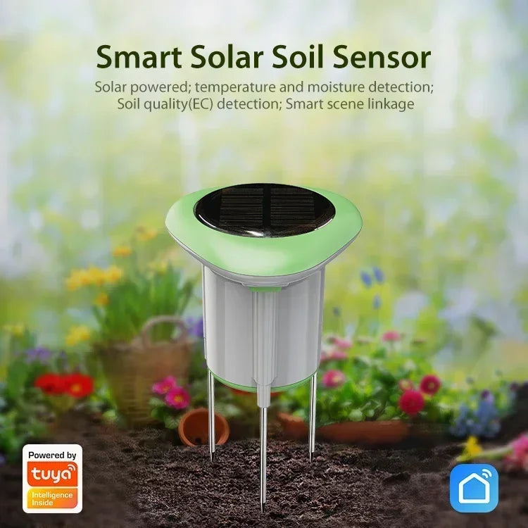 Tuya Smart Solar Soil Sensor IP66 Waterproof 3 in 1 App Control Soil Temperature & Moisture & EC Detection