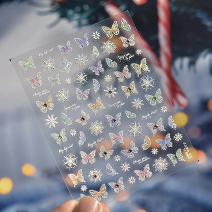 Shiny Jelly Butterfly 5D nail art sticker by Blushimmer, featuring rhinestones and charming insect design for DIY manicure decoration.