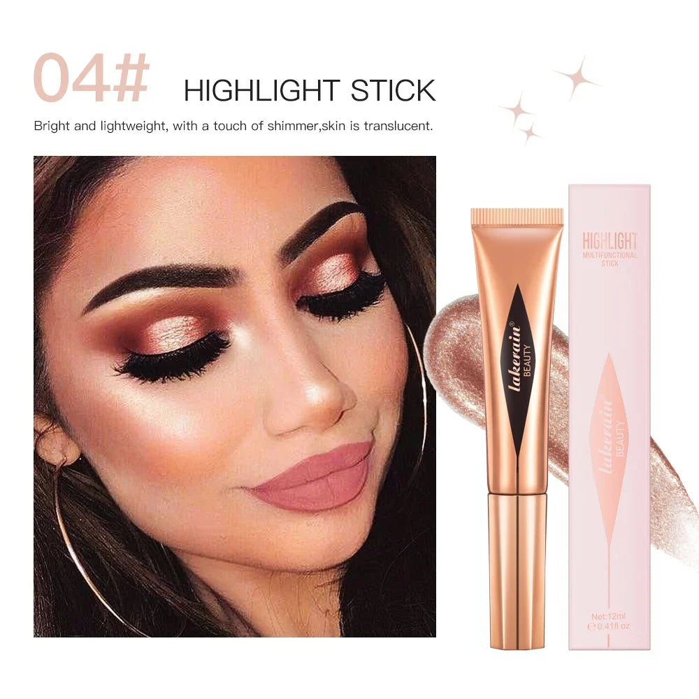 Blushimmer liquid contouring highlighter stick with matte brightening primer, designed for nose shadow, small V face, and blush highlighting.