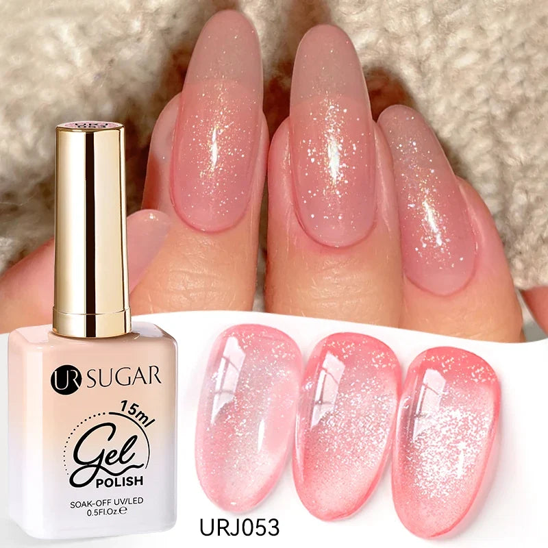 Blushimmer UR SUGAR 15ml jelly white translucent gel polish for semi-permanent UV nail art, soak-off gel varnish, latest fashion.