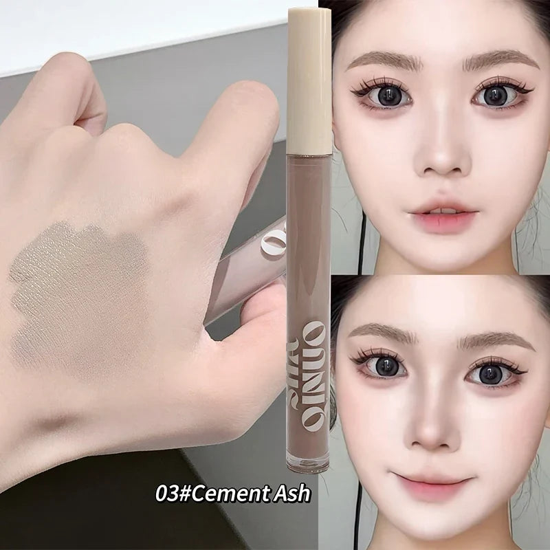Grey and brown facial contour shadow cream by Blushimmer, natural nude liquid contouring stick for 3D nose and face brightening.