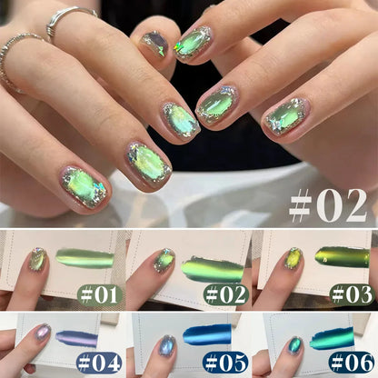 Blushimmer Mianel 12ml Emperor Green Cat Eye Gel Nail Polish with whiteening effect, suitable for nail salons and green nails.