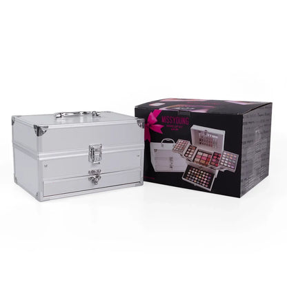 Blushimmer makeup gift set for women including face powder, eyeshadow palette, lipstick, highlighter, bronzer, and makeup brushes.