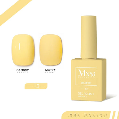Mxsi 15ml Gel Nail Polish Neon Brown Royal Blue Red Green Pastal Nude Nail Art Varnish Gel Lacquer Top Coat UV Gel Nail Not Set