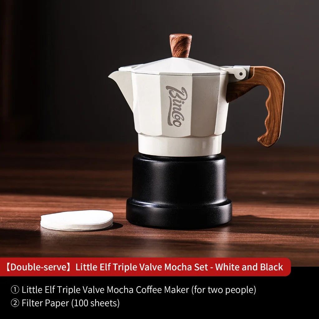BINCOO Three-Valve Moka Pot Home Mini Espresso Coffee Maker Coffee Brewing Equipment 1Cup/2Cups