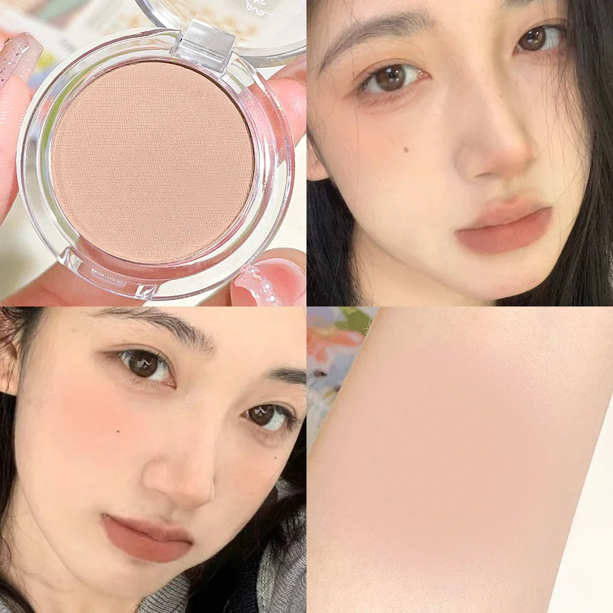 Blushimmer HISYI slightly tipsy matte micro flash blush plate with natural color finish, featuring a monochrome blush design in a compact palette