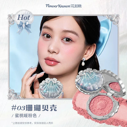 Makeup Flowerknows Shell Pearl Collection Silk Satin Blusher Lightweight Highly Pigmented Blush Powder Long Lasting Face Blushes