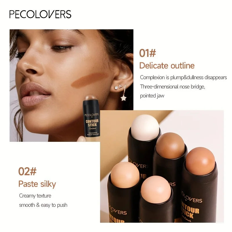 Blushimmer highlighter and contouring bronzer stick with blush and concealer for natural 3D face makeup application.