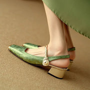 Women's Temperament Baotou Sandals Summer New Square Head Shallow Mouth Soft Sole Fashion Thick Heel Shoes