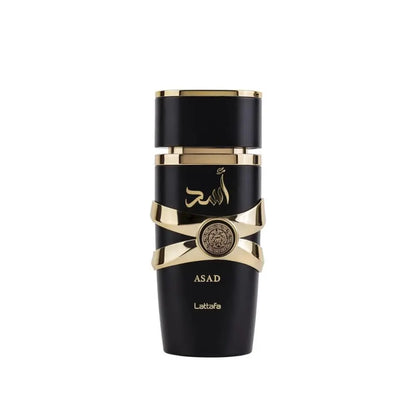 Lattafa Asad unisex Eau De Parfum spray by Blushimmer, 3.4 oz, Arabian fragrance with long-lasting scent and natural pheromones.