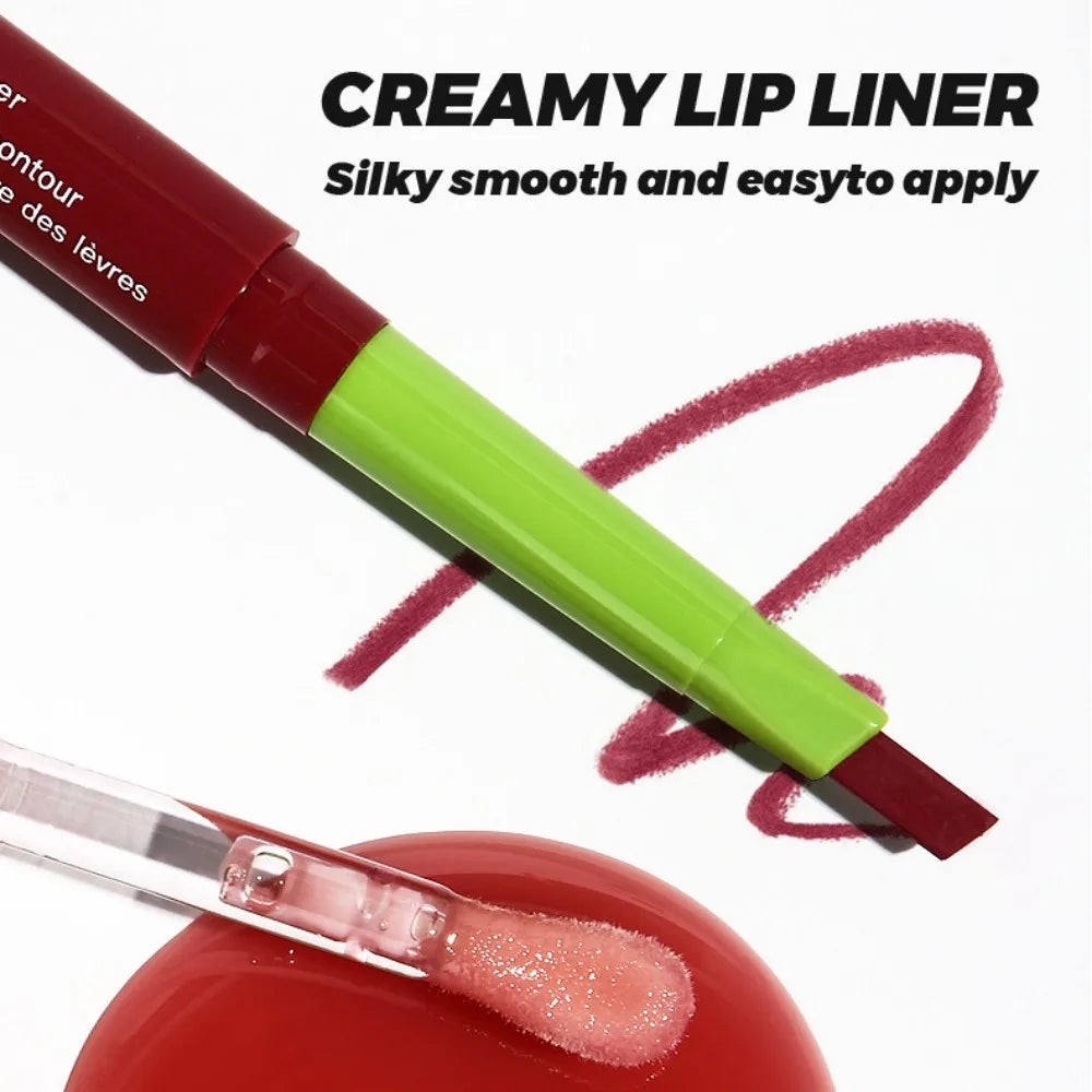 Blushimmer 3-piece lip liner and gloss set featuring dual-ended lipstick and smooth, buildable lip gloss for women.