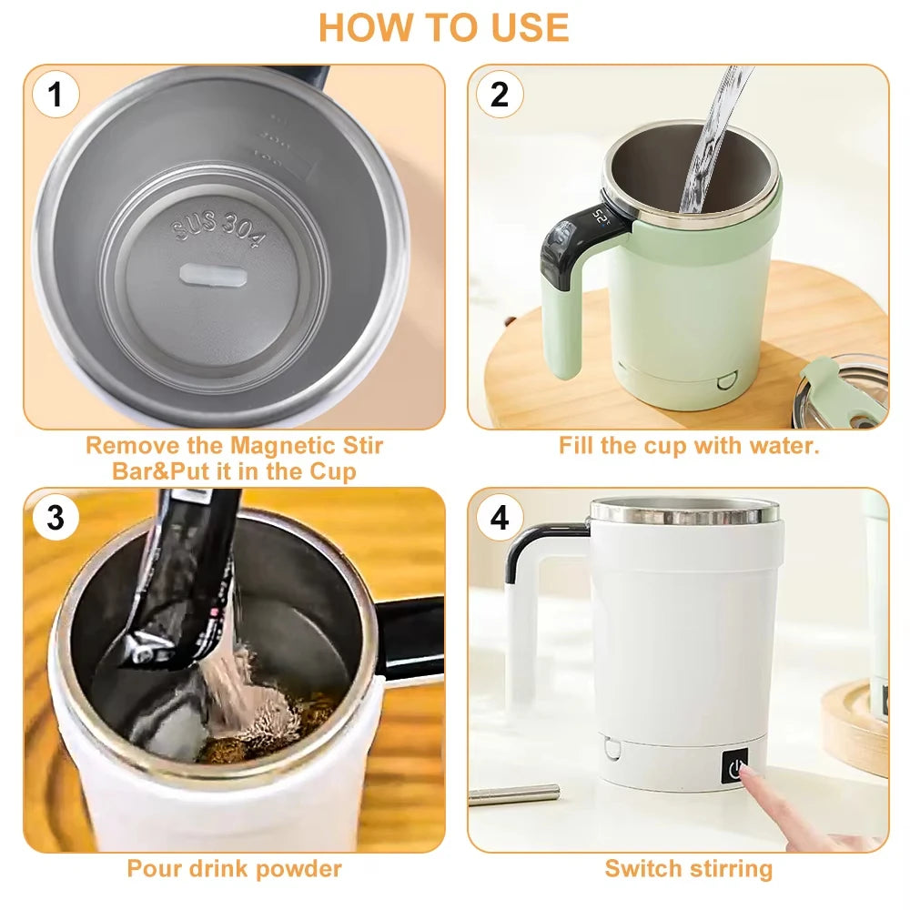 Detachable Automatic Mixing Coffee Cup Intelligent Temperature Measuring Rechargeable Mug Suitable for Office/Kitchen/Travel