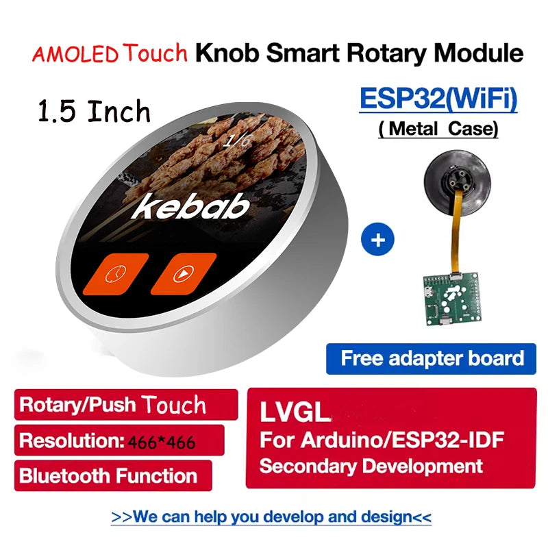 Smart Home 2.1 inch 480*480 ESP32 LVGL Circular Push Knob IPS LCD Module TFT Touch Display for Ar-duino