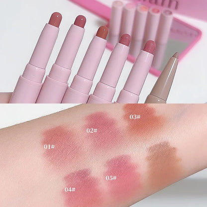 Blushimmer waterproof matte lipstick and lip liner set featuring nude pink and sexy red brown shades with long-lasting, velvet finish