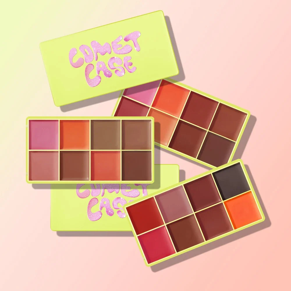 Blushimmer 8-color blusher cream palette with face highlighter, waterproof, matte finish, natural look, long-lasting blush and concealer