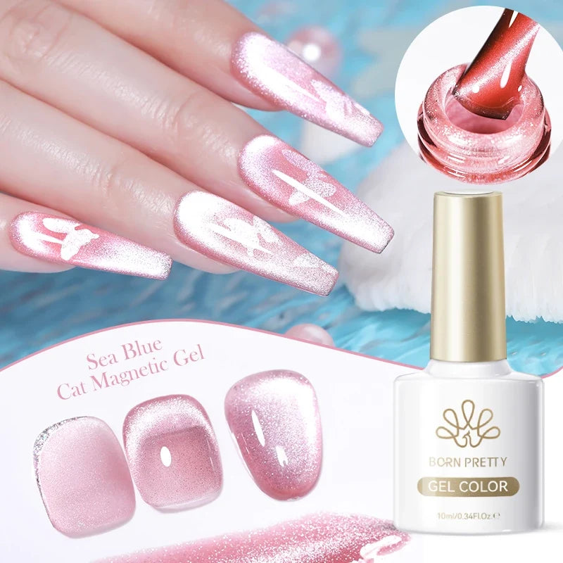 Born Pretty 117 Colors Cat Magnetic Gel Nail Polish in 10ml, vibrant semi-permanent nail lacquer with full coverage and magnetic effects.