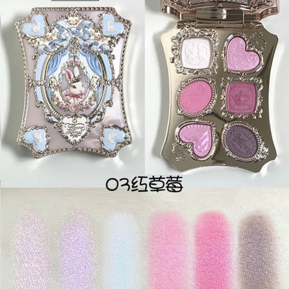 Blushimmer Flower Knows Sweetie Bear Eyeshadow Palette with 6 matte and shimmer color options, featuring floral-inspired packaging.