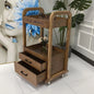 Premium Beauty Cart with Drawers Mobile Salon Trolley Professional Makeup Storage Cabinet for SPA Wooden Rolling Organizer