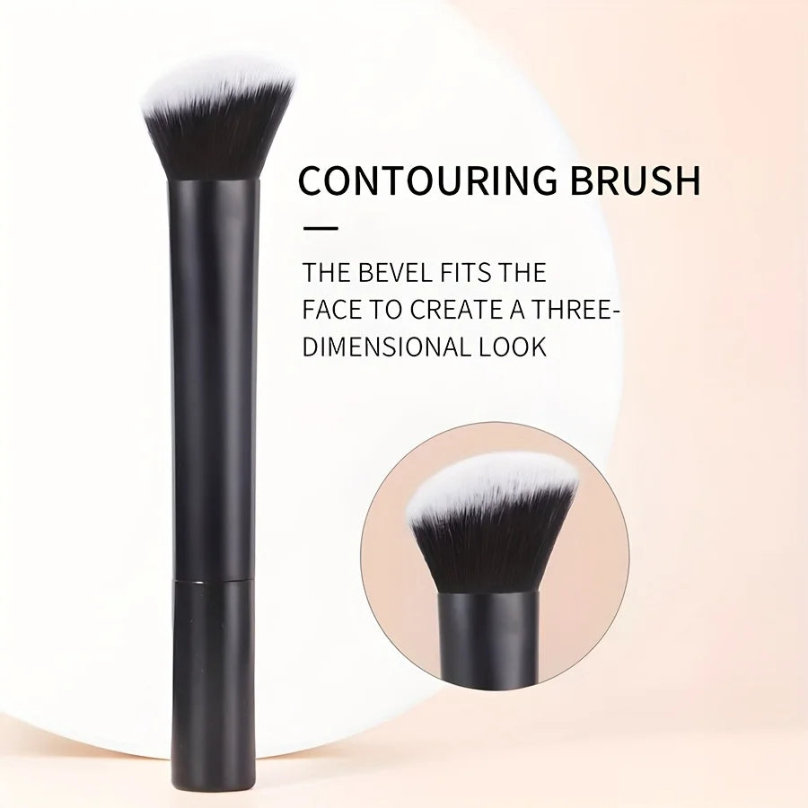1 Angled Blush And Contour Brush, Makeup Brush, Foundation Brush, Perfect for Cheeks, Forehead, Chin, Nose, Blending And Shaping